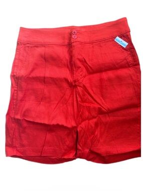 NYDJ Bright Red High-Waist Bermuda Shorts